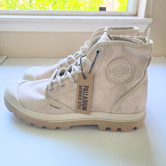 Palladium Workwear Sahara Desert Tan Beige Combat Lace Up Boots W's 10 / M's 8.5 - Picture 4 of 10